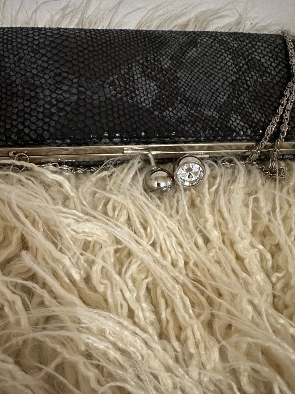 Chic Dark Charcoal Gray Snakeskin Print Evening Clutch Bag - Elegant Party Purse